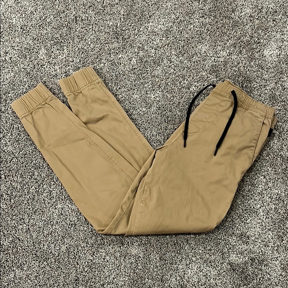 Mens twill dark brown twill casual joggers